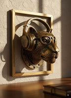 JJALIGHTS Exquisite Resin Animal Head Wall Sculpture (Gift Metal Frame) - Imitation Copper Vintage Decor for Living Room, Bedroom & Office | Decorative Wall Hanging Art (Leopard) - Image 2