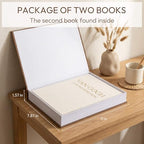 MAOBUYOU Decorative Storage Books Set of 2, Linen Cover, Gold Letters, Beige and Brown - Image 5