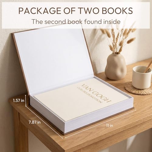 MAOBUYOU Decorative Storage Books Set of 2, Linen Cover, Gold Letters, Beige and Brown - Image 5