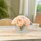 Artificial Peony Silk Flower Centerpieces with LED Light Faux Floral Arrangement in Glass Vase for Home Wedding Table Decoration (Blush Peach) - Image 6