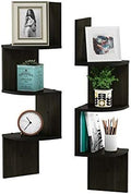 Furinno Rossi Set of 2 3-Tier Corner Floating Shelves for Wall, Espresso by Furinno-FitsYourSpaceFitsYourBudget