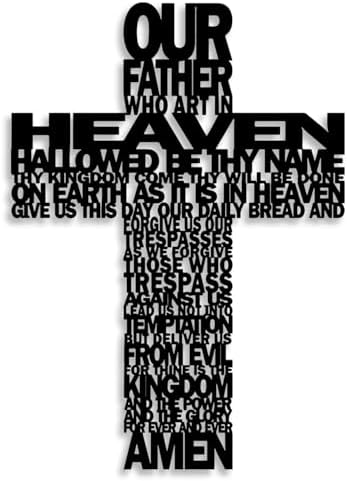 LIYOUYA Metal Cross Wall Decor - Rustic Farmhouse Decor Black Prayer Text Cross Wall Art Home Decor for Living Room, Bathroom, Bedroom, Dining Room, Office, Church (Black) by LIYOUYA