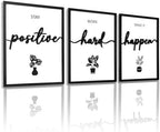 3D Wood Inspirational Wall Art, Framed Motivational Office Wall Decor, Positive Affirmations Wall Decor for Home Office Bedroom Living Room (Ready to Hang, 12x16 Inch, Set of 3, Framed) by KIOSSUT