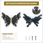 LIFFY Metal Butterfly Wall Decor - Black Wall Art Outdoor Garden Art Sculptures Hanging for Patio, Living Room, Bedroom - Butterfly Gifts - Image 3