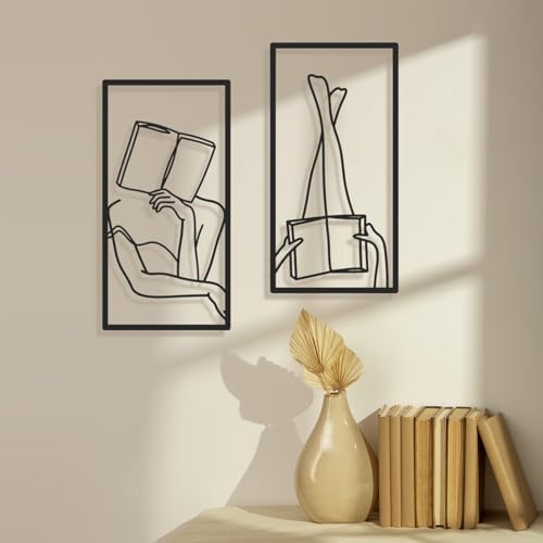 Bakovity Black Metal Wall Art, Minimalist Line Wall Decor, Abstract Woman Book Wall Decor, Modern Aesthetic Metal Art for Bedroom Bathroom Living Room (4 Pcs, 17 x 9 in) - Image 4