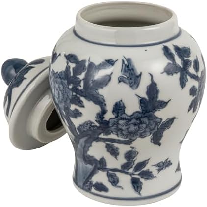 Creative Co-Op Decorative Ceramic Ginger Jar with Domed Lid, Blue & White - Image 3