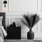 Faux Pampas Grass Decor, 9 PCS 37''/3.1FT Tall Fluffy Black Gray Fake Pompas Floral, Large Artificial Pompous Grass Branches for Floor Vase Fillers, Boho Farmhouse Room Wedding Decor - Image 4