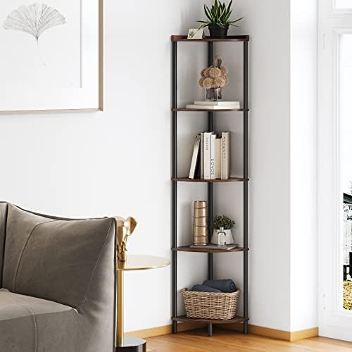 SUNMORY 5 Tier Corner Shelf, 65" Tall Corner Shelves for Living Room Decor by SUNMORY
