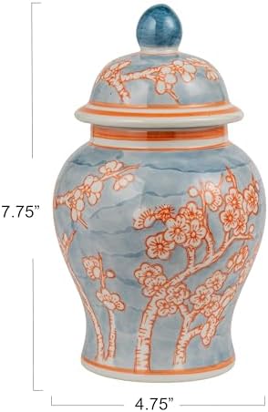 Creative Co-Op Decorative Ceramic Ginger Jar with Domed Lid, Light Blue - Image 2