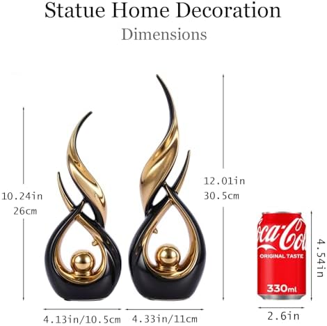 2 PCS Black Gold Ceramic Statues For Home Decor Accents, Modern Abstract Art Sculptures, Elegant Tabletop Decorative Objects For Dining Room, Entryway, Tv Stand, Mantel, Coffee Table Centerpieces - Image 3