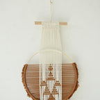 Macrame Wall Hanging Round Brown Handmade Wall Art Boho Decor 11.8"W*65"L - Image 7