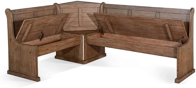 Pemberly Row 75" x 56" Farmhouse Wood Breakfast Nook Set - Image 4