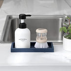 Silicone Bathroom Vanity Tray Dish Soap Holder Sink Organizer, Dark Blue - Image 2