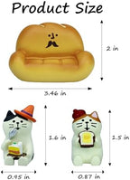 Mevodeata 2Pcs Cute Mini Cat Figurine with Bread Sofa - Image 2