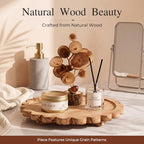 12 Inch Round Decorative Tray, Natural Paulownia Wood Scalloped Riser Tray - Image 2