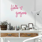 Blulu Hello Gorgeous Sign Wall Decor Wooden Words Minimalist Art, Pink - Image 6