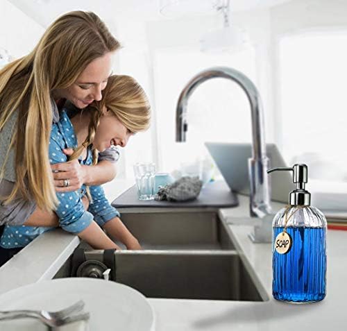 JASAI 18 Oz Clear Glass Soap Dispenser with Rust Proof Stainless Steel Pump - Image 3