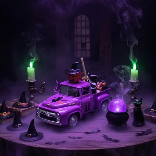 Witch Halloween Decor Indoor Vintage Metal Truck Witch Tiered Tray Decor - Image 4