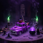 Witch Halloween Decor Indoor Vintage Metal Truck Witch Tiered Tray Decor - Image 4