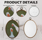 Vintage Whimsical Green Goose Art, Cottage Core Oval Wall Decor, Waterproof - Image 2