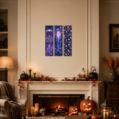 Retro Halloween Decor, 3 Pcs Halloween Hanging Signs, Wooden Wall Art Decor - Image 4