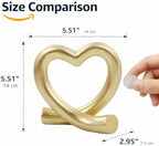 Lescafita Gold Heart Decor Sculpture, Love Heart Statue Modern Home Decor Accent for Living Room Bedroom Shelf Desk Tabletop, Wedding - Image 3