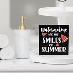 IYEZH Summer Decor Watermelon Wood Box Sign 5 x 5 Inches Desk Decor Rustic Country Wooden Square Sign Decor Watermelon Summer Decorations for Home Beach House Outdoor Shelf Wall Farmhouse Table Shelf - Image 6