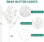 Oairse 8 Pcs Christmas Tree Picks and Sprays White Glitter Christmas Picks 26.8" Christmas Glitter Eucalyptus Leaves Stems for Christmas Tree Filler Branches Wreaths Centerpieces Holiday Decorations - Image 3