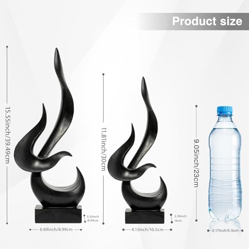 Small Fire Flame Sculpture, Art Modern Abstract Statue, Shelf Accents Decor - Image 3