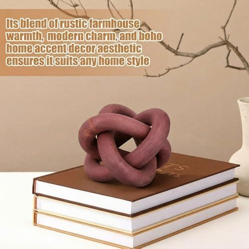 Yalikop 3 Link Wood Knot Decor Rustic Table Shelf Accents, Reddish-Brown - Image 4