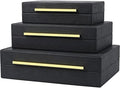 Black Shagreen Box Faux Leather Set Of 3 Pcs Storage Decorative Boxes,Modern Stacking Decorative Boxes with Lids For Home Decor Coffee Table Top Storage Jewelry Box Organizer by ZIKOUL