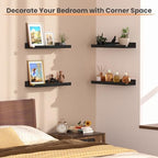 upsimples Floating Shelves for Wall Decor and Storage, Black, 6Pcs 15.7'' - Image 6