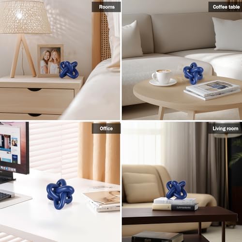 Blue Knot Sculpture, Three Knot Sculptures, Blue Home Decor Accents, Knot Sculptures for Rustic-Style Coffee Tables, Living Room Dining Tables, Entrance Hall Shelves, and Small Decorations. - Image 4