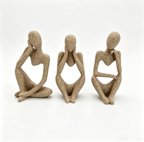 BrownLove 3pcs Human Body Abstract Art Decoration, Modern Imitation Stone Art Resin Statue by Unknown