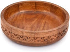 EDHAS Mango Wood Decorative Round Carved Bowl for Decoration, Centerpiece Bowl for Table (10" x 10" x 2.5") by EDHAS