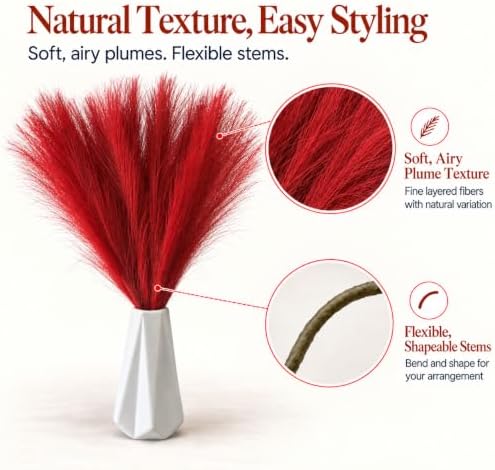 Mandy's 20 Stems Red Silk Pampas Grass Bouquet - Image 4