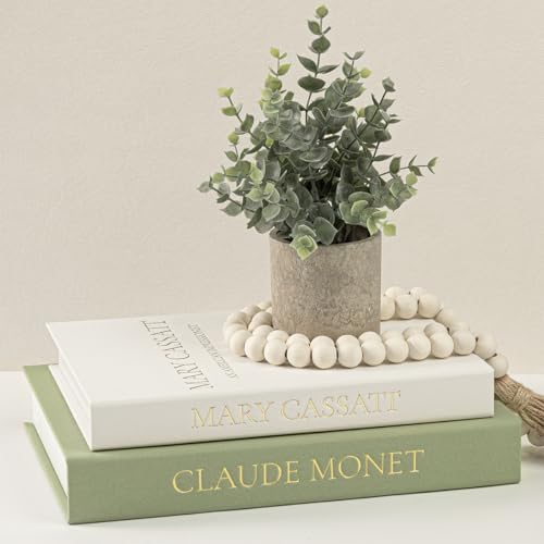 Premium Linen Faux Book Box Set of 2: Aesthetic Book Safe with Hidden Storage for Living Room Console Table & Bookshelf Decor, Home Organizer, Green & Beige, Tallest 10.67in by DesigntheQuietwithFveuc