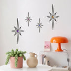 sxnzequnze 4 Pcs Star Wall Art for Home Decor Living Room Bedroom Office Metal 3D,Bling,with Hanging Hook Starburst Midcentury Sculpture Retro Gallery Accent Celestial -Black 16.5in/9.4in - Image 7