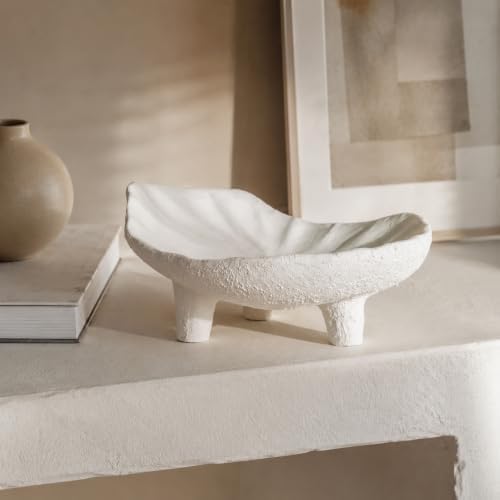 Braxio Decorative Bowl Organic Home Decor - Resin Key Tray for Entryway Table Modern Fruit Bowl for Kitchen Counter Centerpiece Catch All Bowls 10.5 x 9.3 x 4.7 Inch by BRAXIO