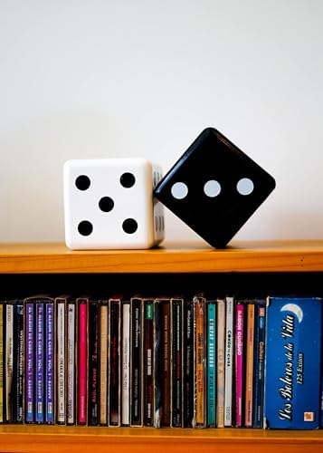Jumbo Decorative Dice Set of 2, Large Black and White Dice for Home Decor, Game Room Decor, Coffee Table Decor, Casino Theme Decorations, Shelf and Mantel Centerpieces - Image 4