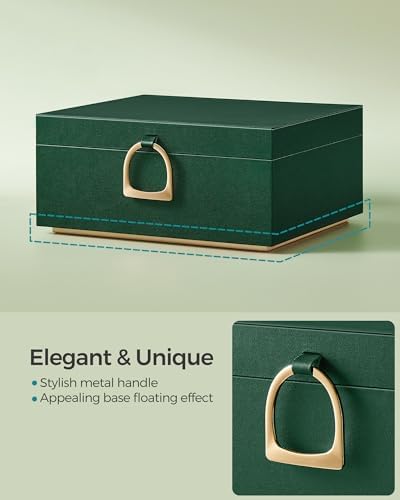 SONGMICS 2-Layer Jewelry Box with Handle, Removable Tray, Floating Effect - Image 3