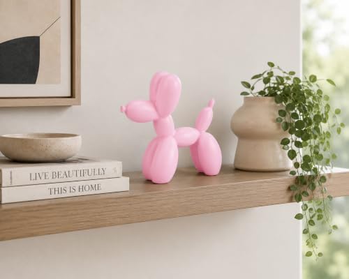 4 Inch Matte Pink Balloon Dog Sculpture - Image 2