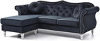 Glory Furniture Hollywood Velvet Sofa Chaise in Black by Glory+Furniture