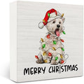 West Highland White Terrier Christmas Wooden Box Sign Desk Decor, Westie Dog Lover Gifts, Christmas Dog Wood Block Sign for Home Office Desk Table Shelf Wall Decorations, 5x5 Inch by OVAcational