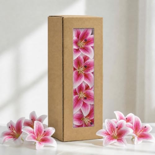 18 Pack Pink Artificial Lilies Flower Heads with Realistic Stamens - Image 2
