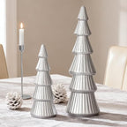 WONDROUS' DECO Wooden Christmas Tree Figurine, Table Silver Tree Figurine - Image 2
