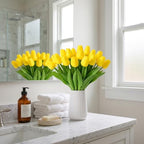 Yellow Artificial Tulips, 20 Pcs PU Real Touch Faux Flowers - Image 5