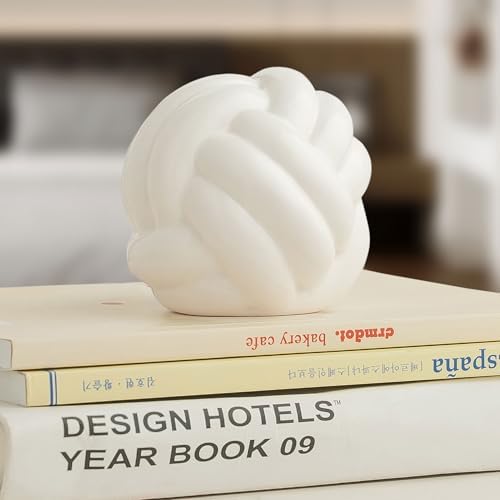 Small Ceramic Knot Decor, Chain Link Decor, Coffee Table Decor, Book Shelf Decor, Entry Table Decor, Aesthetic Minimalist Decorative Objects for Modern Home Living Room, Desk Decor for Office (White) by Lynagert