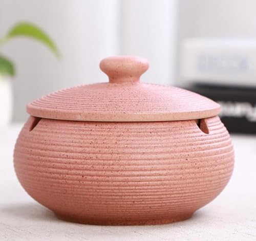 Lependor Ceramic Ashtray with Lids,Windproof,Cigarette Ashtray for Indoor or Outdoor Use，Ash Holder for Smokers,Desktop Smoking Ash Tray for Home Office Decoration - Pink - Image 3