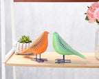 Quoowiit Bird Figurine, Modern Sculpture and Statues for Home Decor, Animal Statues for Bookshelf, Table, Entryway, Fireplace, Resin Decorative Sculpture with Chic Polka Dots Art Design (Orange) - Image 4